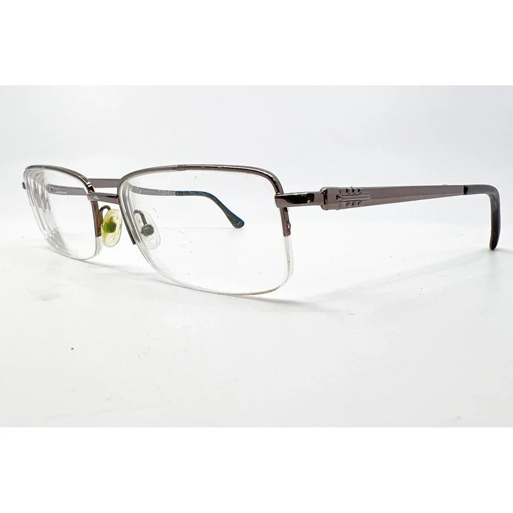 Manassas Eyeglasses Mens Brown Gunmetal Half Rim Rectangular 54-17-140 1144001